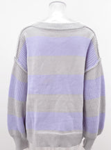 Loose V-neck Splicing Pullover Sweater