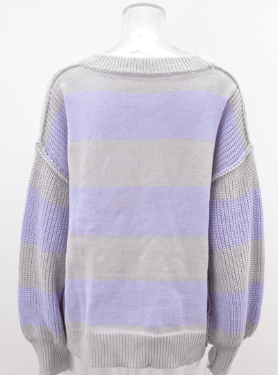 Loose V-neck Splicing Pullover Sweater