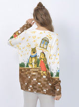 Cute Bear Print Pullover Loose Sweater