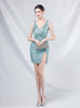 V-neck Sequins Beading Mini Prom Dress