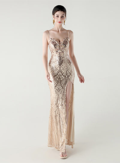 Mermaid Spaghetti Straps Appliques Prom Dress