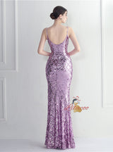 Mermaid Sequins Straps Split Prom Dress