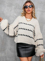 Striped Round Neck Long Sleeve Sweater