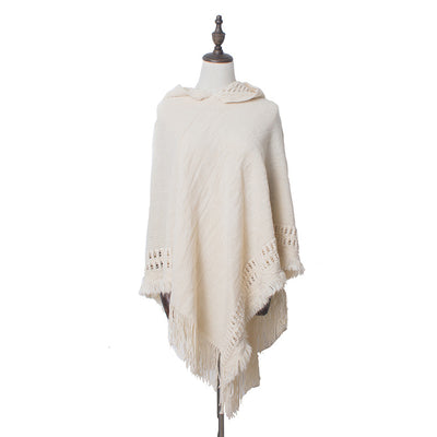 Knitted Shawl Hooded Pullover Cloak