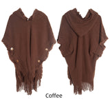 Autumn and Winter Button Hooded Cloak Shawl