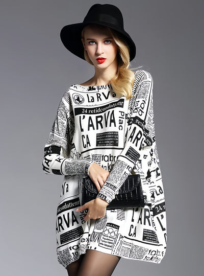 Loose-fitting Medium to Long Printed Sweater