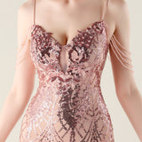 Mermaid Sequins Spaghetti Straps Beading Prom Dress