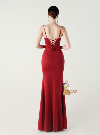 Mermaid Spaghetti Straps Appliques Prom Dress