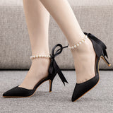 7 cm Ribbon Beaded Stiletto Sandals