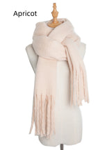 Thick Solid Color Long Tassels Scarf