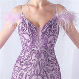 Sequins Tulle Spaghetti Straps Prom Dress