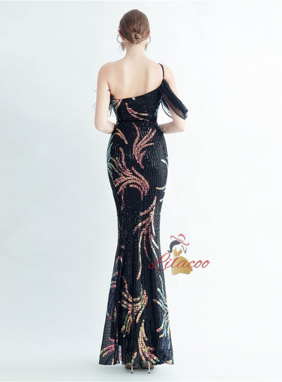 Spaghetti Straps Sequins Prom Dress