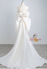 Beige White Mermaid Sequins Pearls Prom Dress