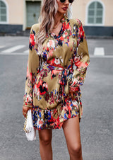 Printed Long-sleeved Shirt Dress