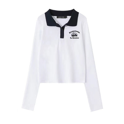 Polo Collar Long Sleeve T-shirt