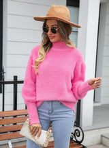 Turtleneck Solid Color High Neck Sweater