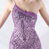Mermaid Sequins One Shoulder Beading Prom Dress