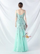 Spaghetti Straps Sequins Beading Prom Dress