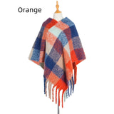 Fringed Pullover Cloak Thickened Color Plaid Shawl