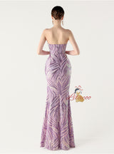 Mermaid Sequins Strapless Beading Split Prom Dress