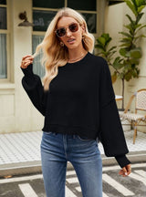 Loose Short Pullover Long Sleeve Round Neck Sweater