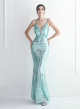 Mermaid Sequins Backless Beading Prom Dress