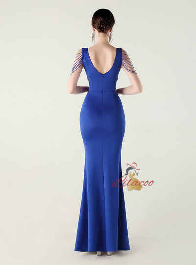 Mermaid V-neck Beading Prom Dress