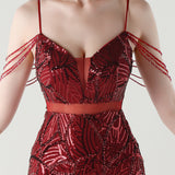 Mermaid Sequins Spaghetti Straps Beading Prom Dress