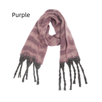 Jacquard Zebra Thick Tassels Scarf