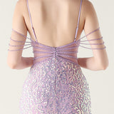 Mermaid Sequins Spaghetti Straps Beading Prom Dress