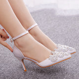 7 cm Rhinestone Pointed Stiletto Sandals
