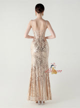 Mermaid Spaghetti Straps Appliques Prom Dress