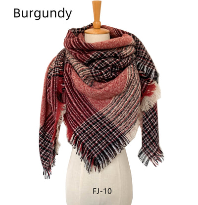 Women Large Plaid Square Scarf