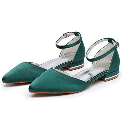Flat-heeled Pointed Low-heeled Satin Bridal Shoes