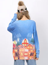 Loose Medium and Long Digital Printed Sweater