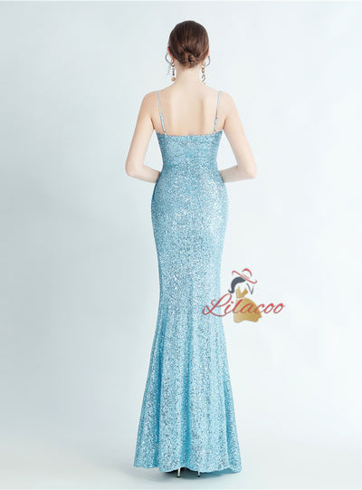 Mermaid Sequins Spaghetti Straps Prom Dress