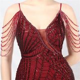 Spaghetti Straps Sequins Split Prom Dress