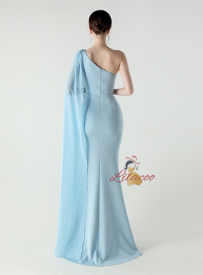 Mermaid One Shoulder Split Prom Dress