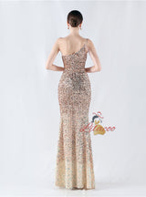 Sequins Straps Split Prom Dress