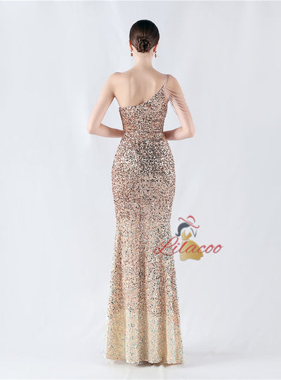 Sequins Straps Split Prom Dress