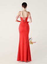 Mermaid Spaghetti Straps Beading Split Prom Dress