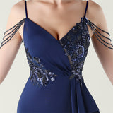 Mermaid Spaghetti Straps Beading Split Prom Dress