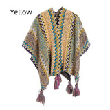 Ethnic Color Knitted Split Shawl
