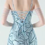 Spaghetti Straps Beading Sequins Prom Dress