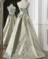 A-Line Print Strapless Bow Prom Dress