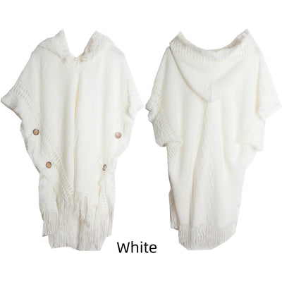 Autumn and Winter Button Hooded Cloak Shawl