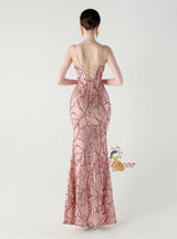 Mermaid Sequins Spaghetti Straps Beading Prom Dress