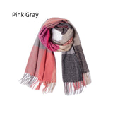 Fringed Large Plaid Scarf Warm Scarf Shawl