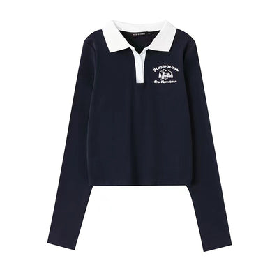 Polo Collar Long Sleeve T-shirt