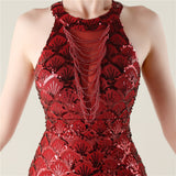 Mermaid Sequins Halter Beading Prom Dress